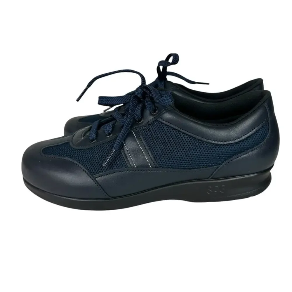 SAS FT Mesh Leather Navy Walking Comfort Shoes Womens size 9